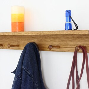 Solid Oak Shelf Peg Rack - 4&quot; Shelf - Handmade in The USA