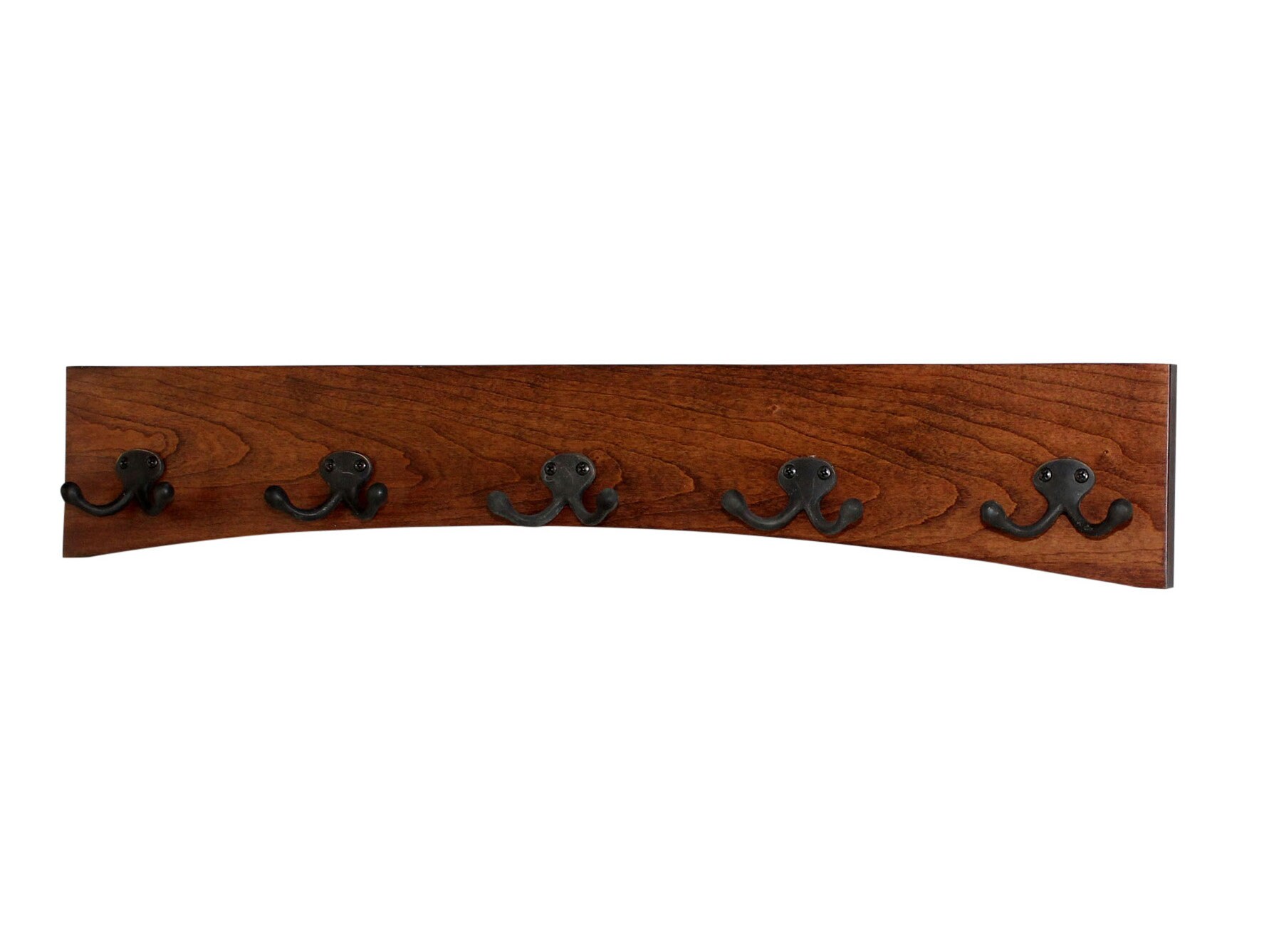 Solid Cherry Wall Coat Rack Curved Design Aged Bronze Double Etsy