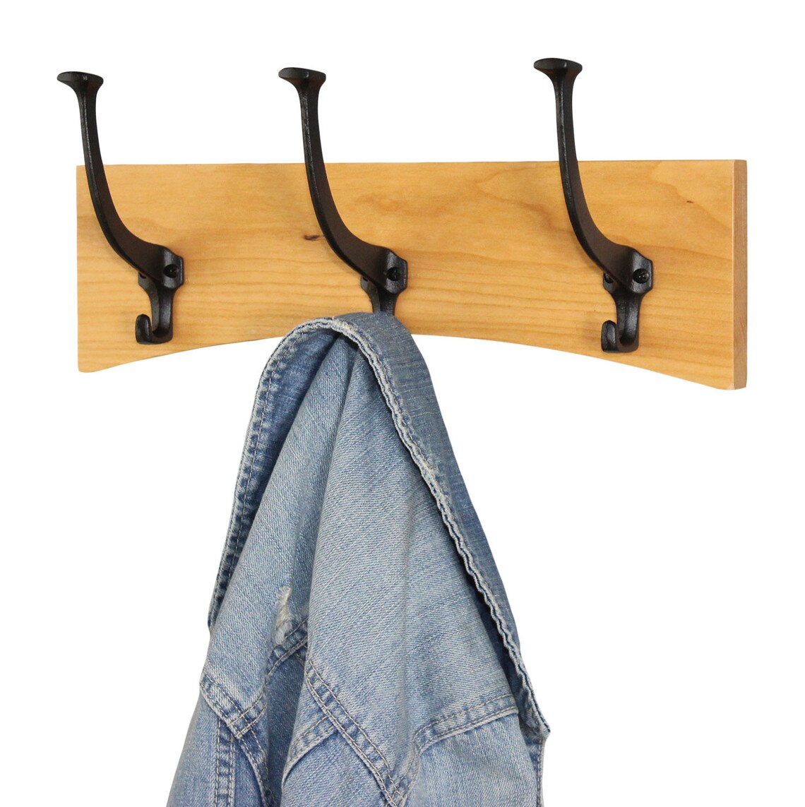 Solid Cherry Wall Coat Rack Curved Design Mission Style Black Etsy