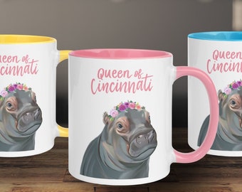 Hippo Mug | Queen of Cincinnati: Hippo Mug | Ceramic Mug (11oz) | Queen of Cincinnati | Hippo Lover Gift Fiona