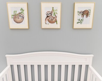 Sloth Nursery Art Prints | Hand-Drawn Baby Room Decor (Digital)