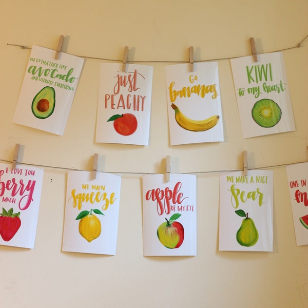 Fruit Art (Bundle - Variety 2) | Kitchen Art Print | Food Puns | Fruit Puns | Kitchen Decor to Print | Kitchen Art Funny