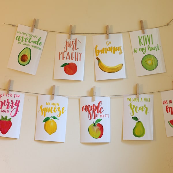 Fruit Art (Bundle - Variety 1) | Kitchen Art Print | Food Puns | Fruit Puns | Kitchen Decor to Print | Kitchen Art Funny