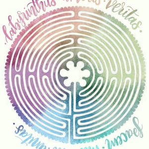 Labyrinth Art Print (digital) | Finger Labyrinth Maze Wall Art | Latin Quotes
