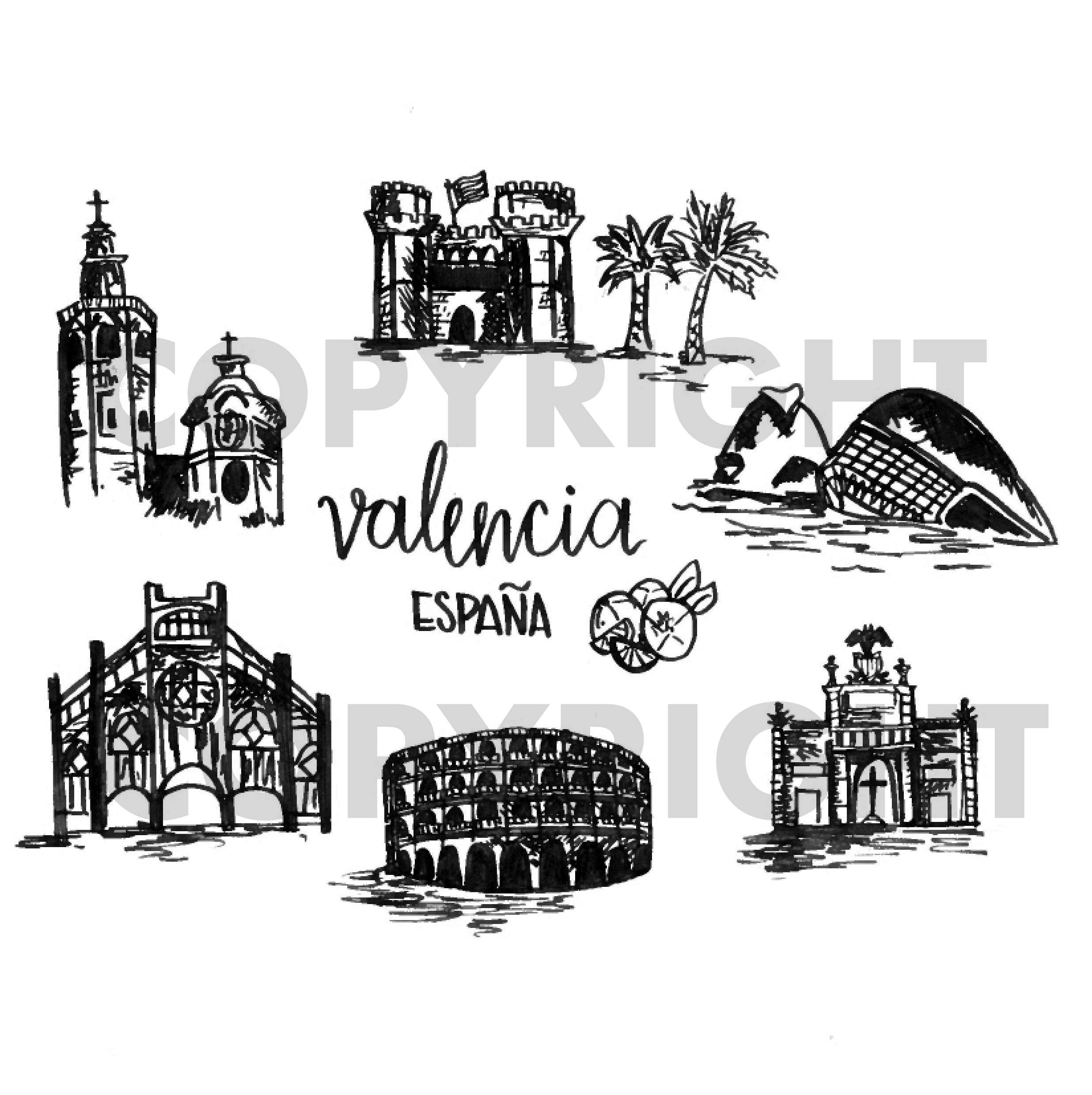 Valencia, Spain Art Print digital Download Valencia, Spain Landmarks