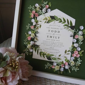 Blush and green theme Wedding Invitation Framed Keepsake