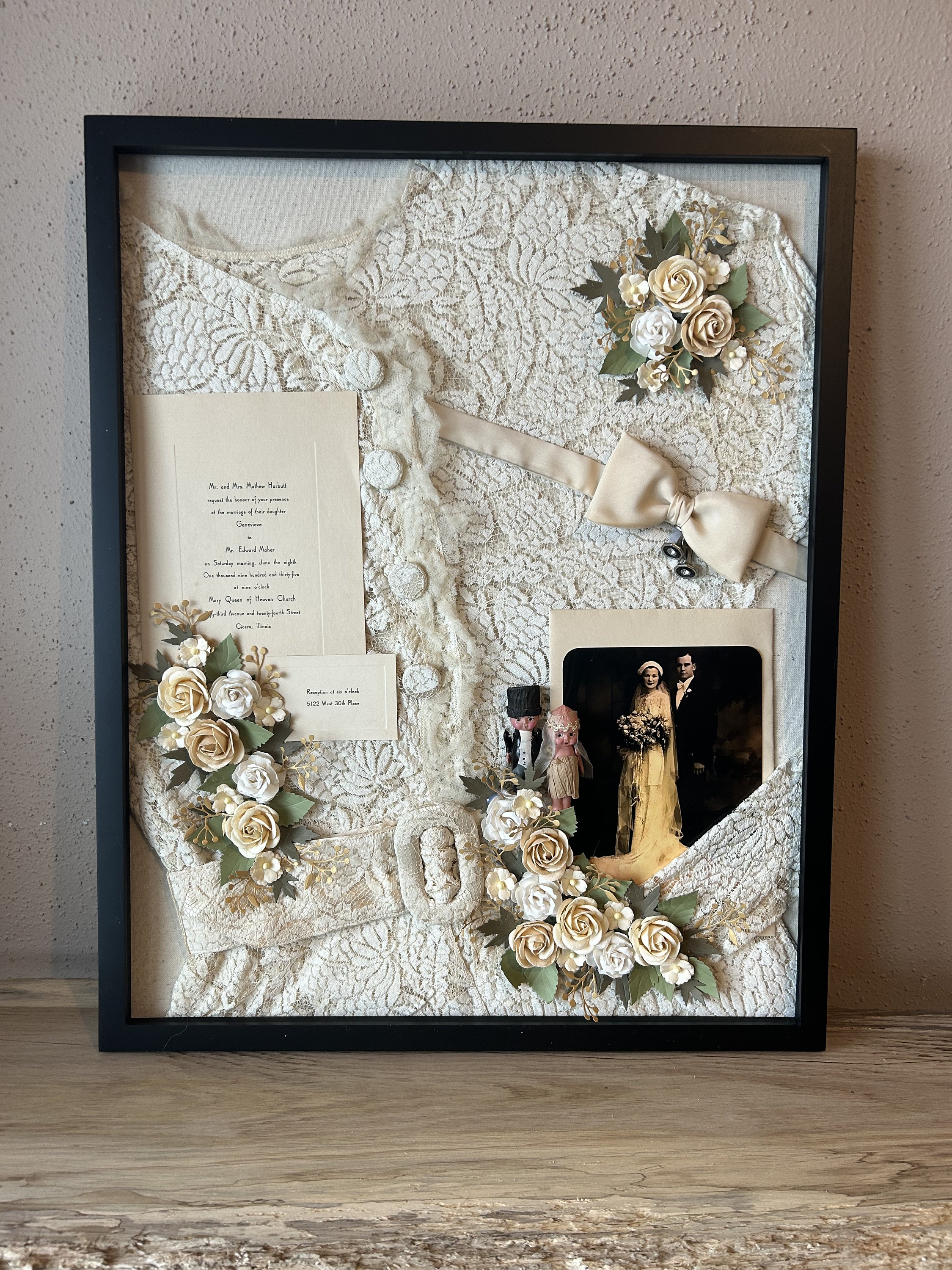 wedding dress shadow box