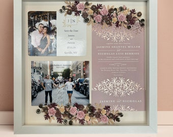 Custom Wedding Invitation Keepsake Frame: Rose Gold & Mauve Accents