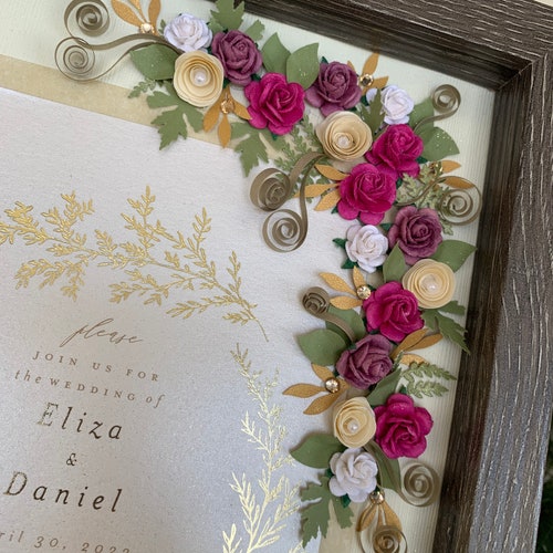 Lilac shops and Gold Wedding Invitation Keepsake Frame