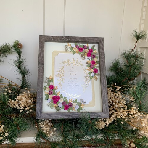 Lilac shops and Gold Wedding Invitation Keepsake Frame