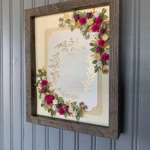 Lilac shops and Gold Wedding Invitation Keepsake Frame