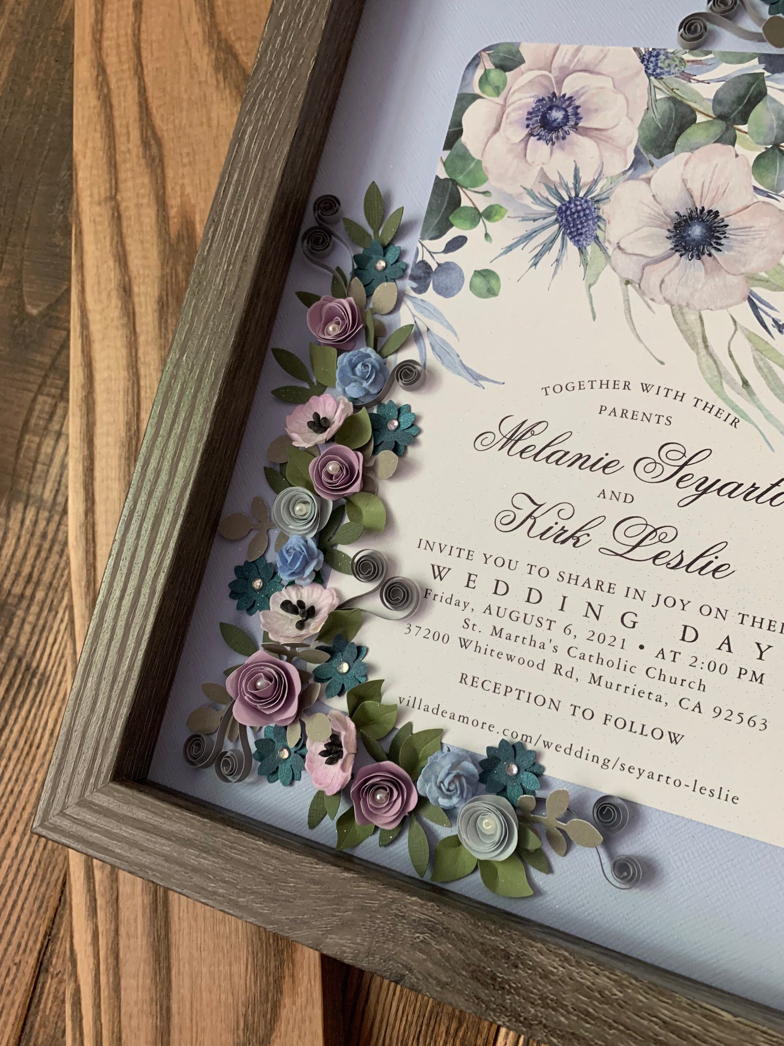 Shades of Blue and Lavender Wedding Invitation Keepsake Frame. - Etsy Shades of Blue and Lavender Wedding Invitation Keepsake Frame. - Etsy