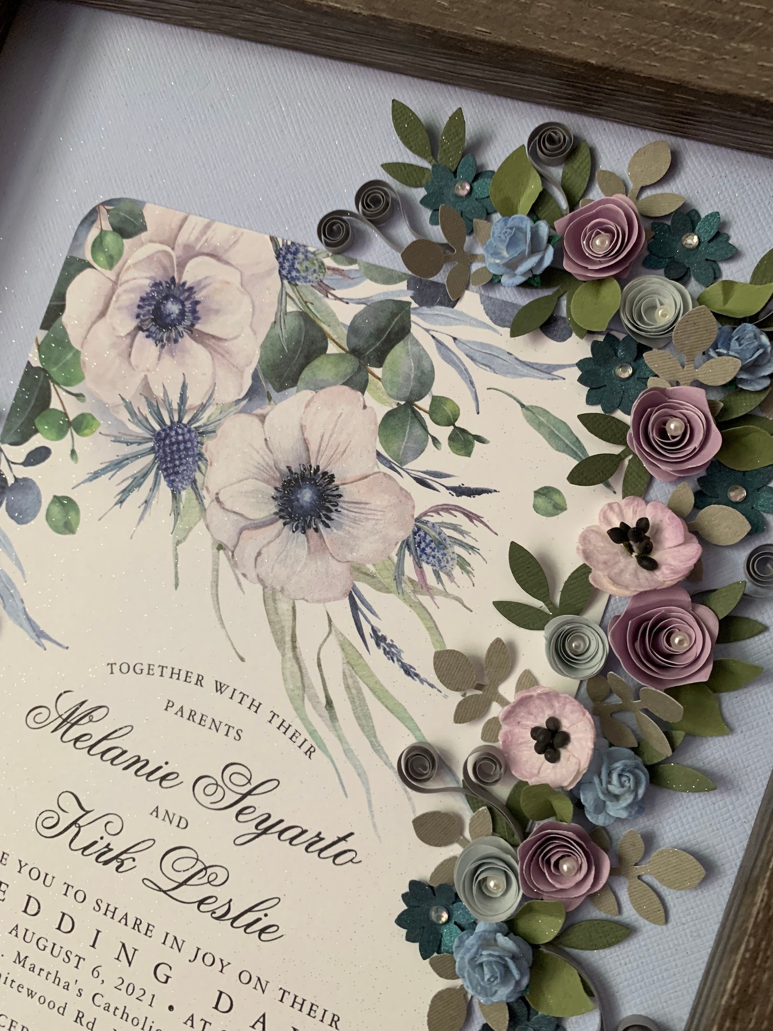 Shades of Blue and Lavender Wedding Invitation Keepsake Frame. - Etsy Shades of Blue and Lavender Wedding Invitation Keepsake Frame. - Etsy
