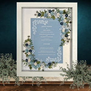 Hochzeitseinladung Geschenkeinladung Andenken Rahmen Blaue Hochzeit
