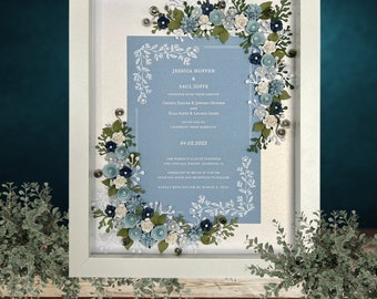 Wedding Invitation Gift Invitation Keepsake Frame Blue Wedding