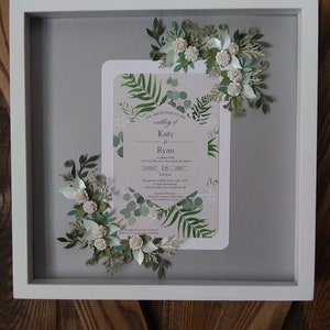 Hochzeitseinladung, Andenken, gemischt, Grün, Blumenrahmen