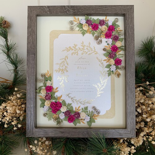 Lilac shops and Gold Wedding Invitation Keepsake Frame