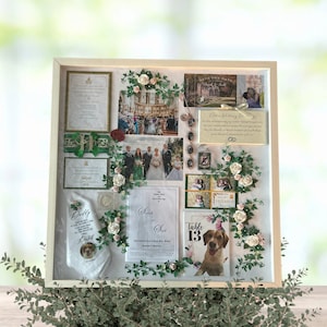 Wedding Details Keepsake Shadowbox Extra Large Framed Keepsake Gift for New Wife Wedding Day Gift 24”x24” Frame
