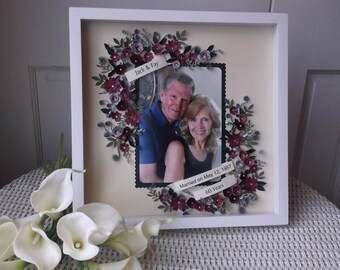 60th Anniversary Photo Gift: Paper Flower Art Keepsake