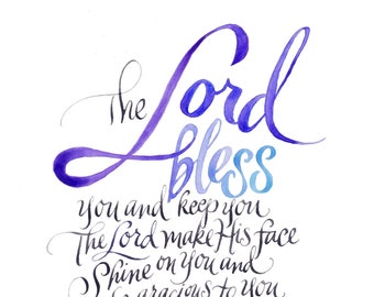 La bendición Números 6:24-26 impresión con letras a mano