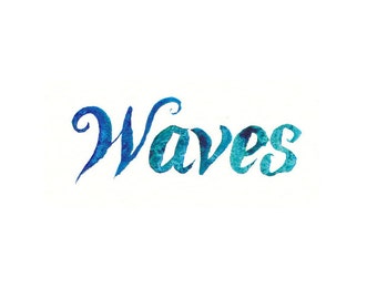 Ondas con letras a mano acuarela 7 x 5" Impresión
