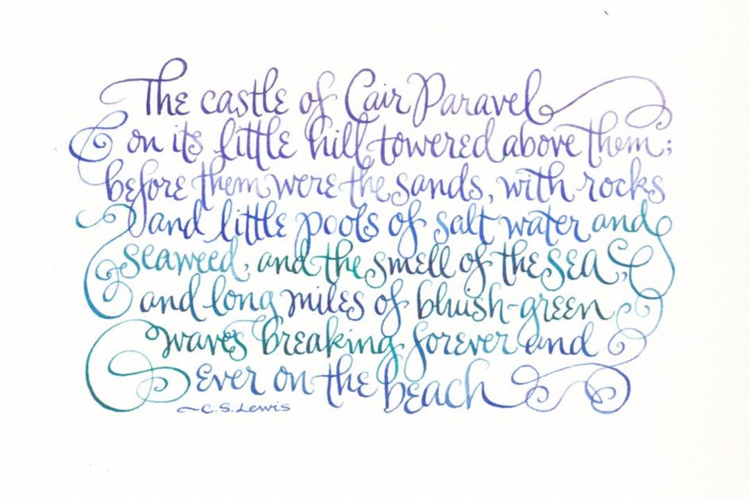 The Beach by Cair Paravel Hand Lettered C.S. Lewis Quote -- 7 X 5 ...