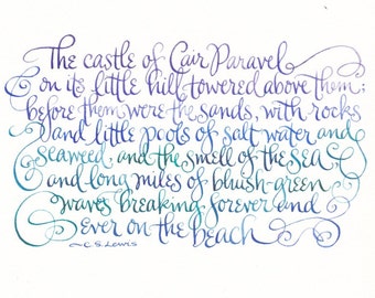 The Beach por Cair Paravel letrada a mano C.S. Lewis cita - 7 x 5" Imprimir