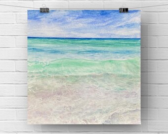 Impresión de pintura de acuarela Siesta Beach (3 de 3) Paisaje marino de Sarasota Florida