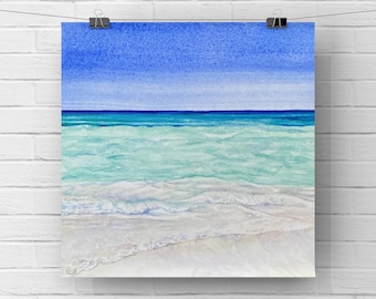 Impresión de pintura en acuarela Siesta Beach (2 de 3) Paisaje marino de Sarasota, Florida