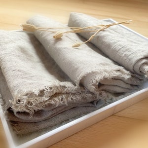 Natural Linen Kitchen Towels, Housewarming Gift, Linen Tea Towel, Kitchen Dish Towels, Fringe Kitchen Towels