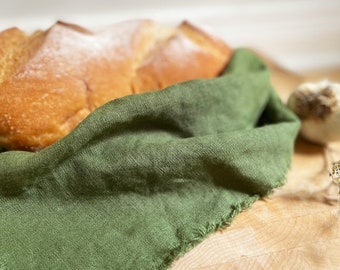 Washed Linen Bread Basket Towel: Modern Farmhouse Kitchen Tea Towel & Handmade Host Gift
