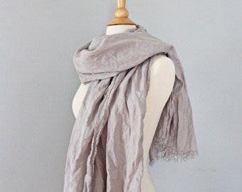 Grey Linen Scarf Women, Sustainable Clothing Girlfriend Gift, 4 Year Anniversary Gift, Eco Friendly Gifts Unisex Linen Scarf