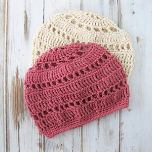 Cotton Beanie Hat for Women, Boho Beanie Crochet Hat, Spring Beanie, Summer Beanie for Women, Summer Crochet Beret
