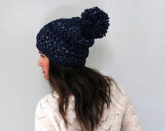 Knit Pom Pom Hat Chunky Knit Hat, Chunky Beanie Women, Wool Hat Women, Crocheted Hat, Winter Hat, Slouchy Beanie Women, Wool Knit Hat
