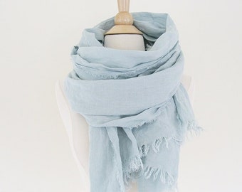 Linen Scarf Spring Gifts, Wrap Scarf Linen Women, 4th Wedding Anniversary Gift, Best Friend Birthday Gifts Shawls and Wraps