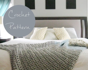 DIY Throw Pattern, Crochet Throw Pattern, Rustic Throw Blanket Instant Download PDF Pattern