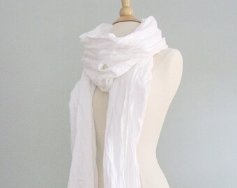 Oversized Natural Linen Scarf, Handmade Unisex Shawl