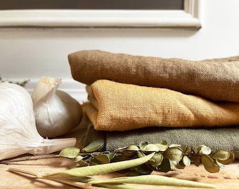 Handmade Linen Tea Towels with Fringe – Farmhouse Kitchen Towel Set, Housewarming Gift