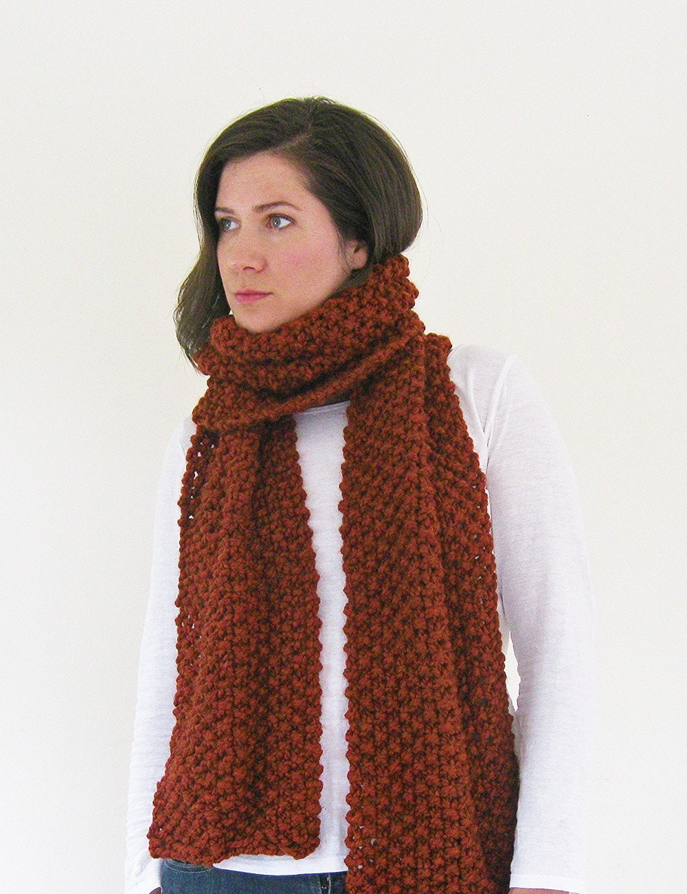 Chunky Wool Scarf Oversized Scarf Knit Scarf Handmade Hand Etsy
