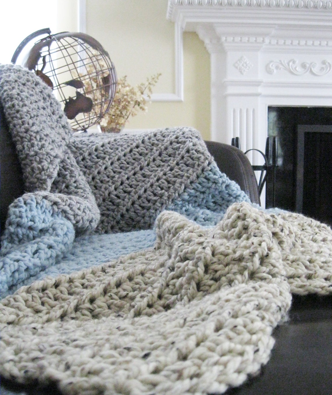 Chunky Knit Throw Chunky Yarn Blanket Chunky Blanket Knitted Etsy