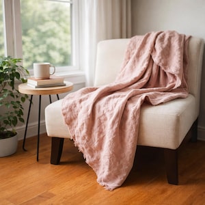 Handmade Linen Throw Blanket – Heavyweight Linen Bed & Sofa Accent