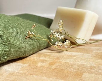 Rustic Linen Hand Towel with Fringe, Sustainable Bathroom Decor
