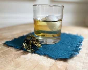 Linen Cocktail Napkins with Fringe, Reusable Appetizer Napkins