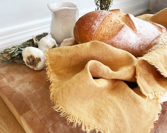 Washed Linen Bread Towel, Rustic Farmhouse Kitchen Towel