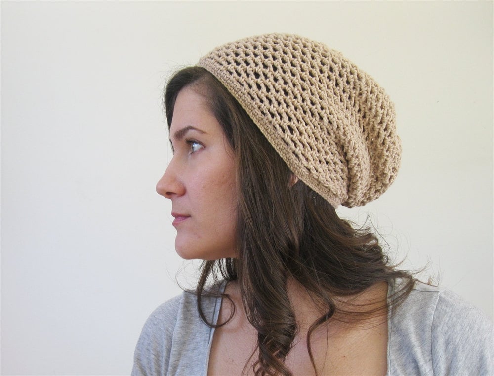 8286 Women Summer Knit Beret Handmade Crochet Cutout Lightweight Slouchy Hat, ZLYC Women Summer Slouchy Crochet Hat Handmade Cutout Knit  main image 4