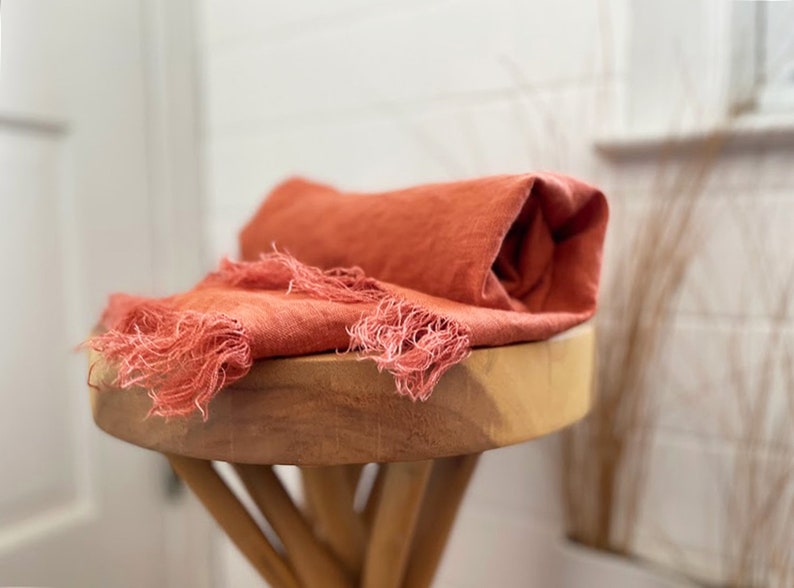 Natural Linen Bath Towel, Large Beach Towel, Linen Towel Bath Sheet, Pool Towel Rustic Linen Towel, Eco Friendly Towel, Sauna Towel Terracotta