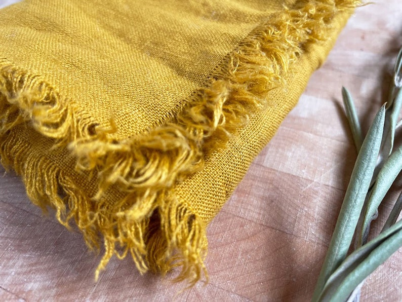 Reusable Napkins Mustard Linen Napkin, Washed Linen Napkins, Linen Fringe Napkins, Dinner Napkin Wedding Farmhouse Cloth Napkins image 7