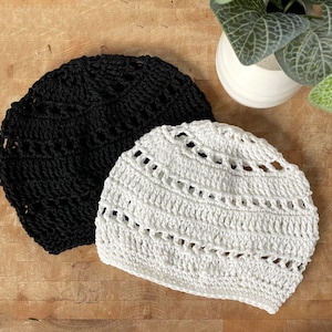 Summer Hat, Summer Beanies for Women, Crocheted Hats, Crochet Summer Beanie, Cotton Knit Beret for Women