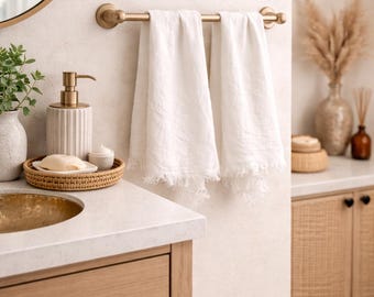 Flax Linen Hand Towels – Modern Boho & Coastal Bathroom Decor – Rustic Farmhouse Guest Bath – OEKO-TEX® Certified