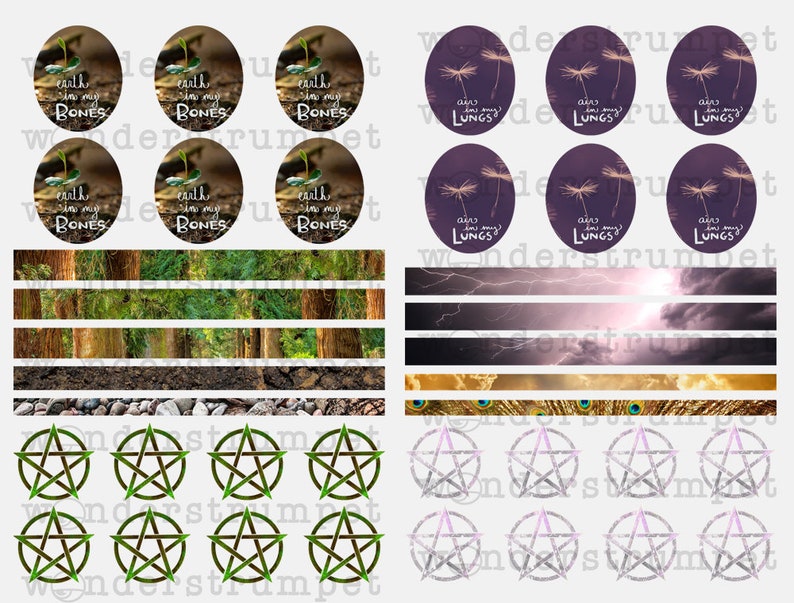 Witchy Elements Book of Shadows and planner stickers Bullet Journal